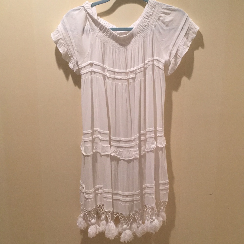 White mini tassel dress